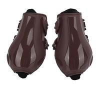 Ensemble de bottes de tendon pour chevaux, bottes de protection du tendon à coque en PU pour chevaux, protection souple et respirante pour la patte arrière avec sangles (pattes postérieures marron XL)