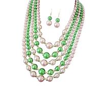 Ensemble de boucles d ' oreilles et collier de fausses perles empilées, design élégant pour les mariages, le quotidien et les occasions spéciales, ensemble de bijoux en perles élégantes pour femmes