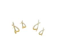 Ensemble de boucles d'oreilles à tige croisées en or incrusté de zircones cubiques pour femmes, minimalistes et élégantes, à porter au quotidien
