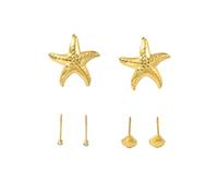 Ensemble de boucles d'oreilles à tige en forme d'étoile de mer avec strass et cristaux étincelants pour fêtes de plage