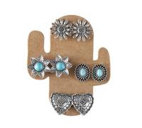 Ensemble de boucles d'oreilles à tige en turquoise pour femme - Boucles d'oreilles en turquoise naturelle - Boucles d'oreilles bohème en forme de feuille de cactus - Boucles d'oreilles tendance