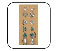 Ensemble de boucles d'oreilles à tige en turquoise pour femme - Boucles d'oreilles en turquoise naturelle - Boucles d'oreilles bohème en forme de feuille de cactus - Boucles d'oreilles tendance