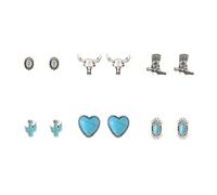 Ensemble de boucles d'oreilles à tige en turquoise pour femme - Boucles d'oreilles en turquoise naturelle - Boucles d'oreilles bohème en forme de feuille de cactus - Boucles d'oreilles tendance