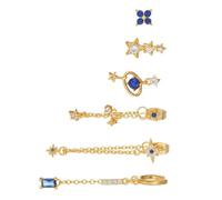 Ensemble de boucles d'oreilles asymétriques à tige pour cartilage pour femme avec un design et des pompons élégants