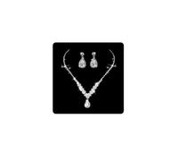 Ensemble de boucles d'oreilles collier de mariage en argent avec ange en forme de larme en cristal Wedity, boucles d'oreilles collier ras du cou, ensemble de bijoux pour femmes et filles