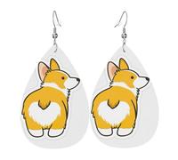 Ensemble de boucles d'oreilles corgi en forme de goutte en similicuir tendance pour femmes et filles