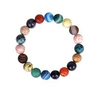 Ensemble de boucles d'oreilles créoles 7 chakras en pierre naturelle pour femme et homme - Bracelet élastique en perles de yoga, taille unique, Pierre, Pas de gemme