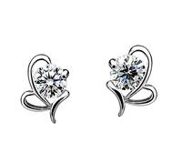 Ensemble de boucles d'oreilles créoles pour maman en forme de cœur avec pierre de naissance, taille unique, Métal, Pas de gemme