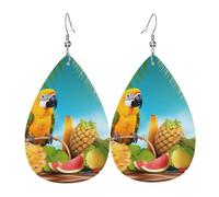 Ensemble de boucles d'oreilles d'été en cuir pour femme, motif perroquet, ananas et oiseaux, style bohème, légères, uniques, boucles d'oreilles en forme de goutte, accessoires de mode, cadeaux pour
