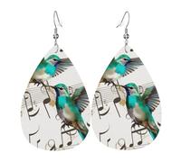 Ensemble de boucles d'oreilles en cuir avec motif oiseaux bleu sarcelle pour femme, boucles d'oreilles pendantes légères et uniques, boucles d'oreilles bohèmes, goutte d'eau, accessoires de mode