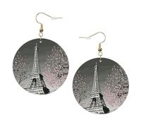 Ensemble de boucles d'oreilles en cuir imprimé Tour Eiffel de Paris pour femmes, 1 paire de boucles d'oreilles légères bohèmes percées, bijoux cadeau pour femmes et filles