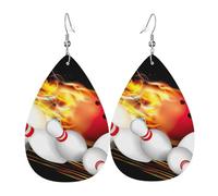Ensemble de boucles d'oreilles en forme de boule de bowling en forme de larme en similicuir pour femmes et filles