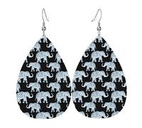 Ensemble de boucles d'oreilles en forme de larme bleu éléphant et noir, boucles d'oreilles pendantes en cuir tendance pour femme, cadeau d'anniversaire