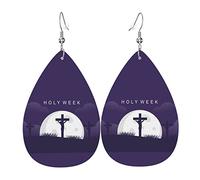 Ensemble de boucles d'oreilles en forme de larme en cuir de la semaine sainte Boucles d'oreilles pendantes douces et légères pour femme