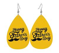 Ensemble de boucles d'oreilles en forme de larme en cuir Happy Father's Day Boucles d'oreilles pendantes douces et légères pour femme