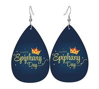 Ensemble de boucles d'oreilles en forme de larme en cuir Happy Three Kings Day Epiphany Day Boucles d'oreilles pendantes douces et légères pour les femmes