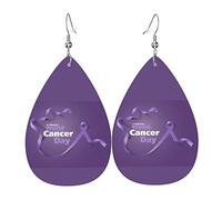 Ensemble de boucles d'oreilles en forme de larme en cuir pour la Journée mondiale du cancer Boucles d'oreilles pendantes douces et légères pour les femmes