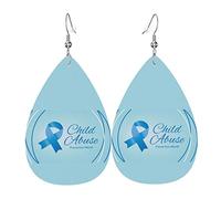 Ensemble de boucles d'oreilles en forme de larme en cuir pour mois de sensibilisation à la maltraitance des enfants Boucles d'oreilles pendantes douces et légères pour les femmes