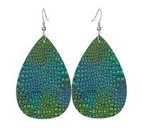 Ensemble de boucles d'oreilles en forme de larme, en forme de peau d'alligator, boucles d'oreilles pendantes en cuir pour femme, cadeau d'anniversaire