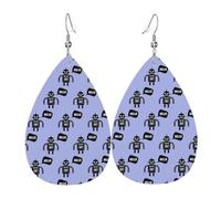 Ensemble de boucles d'oreilles en forme de larme robot noir tendance en simili cuir pour femmes filles cadeau d'anniversaire de Noël