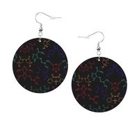 Ensemble de boucles d'oreilles en similicuir imprimé Color Formula pour femme, 1 paire de boucles d'oreilles pendantes légères pour oreilles percées, bijoux cadeaux pour femmes, One Size, Polyester