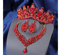 Ensemble de boucles d'oreilles et collier de couronne gothique avec strass reine glorieuse-élégante, accessoire de mariée, accessoire de cheveux pour dames/filles, bijoux de soirée pour événement de f