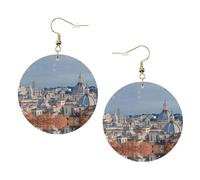 Ensemble de boucles d'oreilles légères en cuir imprimé Park pour femme, 1 paire de boucles d'oreilles percées bohèmes légères, cadeau pour femmes et filles