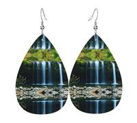 Ensemble de boucles d'oreilles légères en forme de goutte d'eau en cuir avec peinture cascade, cadeau pour femme et fille