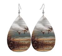 Ensemble de boucles d'oreilles légères en forme de larme en cuir motif canards sauvages chasseurs volants