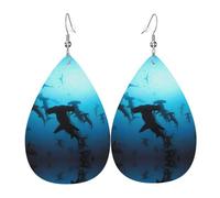 Ensemble de boucles d'oreilles légères en forme de requin marteau, en cuir, en forme de larme, style bohémien, cadeau pour femme et fille