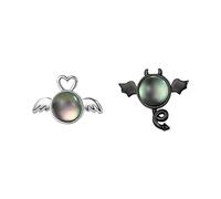 Ensemble de boucles d'oreilles multiples pour femme - Boucles d'oreilles minimalistes anges et démons - Cadeau personnalisé pour femme - Boucles d'oreilles créoles florales