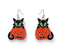 Ensemble de boucles d'oreilles pendantes d'Halloween avec araignée, citrouille, fantôme, crâne, Moyen, Métal, Pas de pierre précieuse