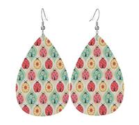 Ensemble de boucles d'oreilles pendantes en cuir avec motif coccinelles en forme de larme pour femme, cadeau d'anniversaire