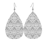 Ensemble de boucles d'oreilles pendantes en cuir blanc et noir en forme de larme pour femme, cadeau d'anniversaire