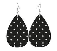 Ensemble de boucles d'oreilles pendantes en cuir noir et blanc en forme de goutte pour femme, cadeau d'anniversaire