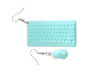 Ensemble de boucles d'oreilles pendantes en forme de souris, boucles d'oreilles avec pendentif clavier au design léger, bijoux tendance avec thème de joueur amusant, accessoire pour Noël, adolescente