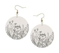 Ensemble de boucles d'oreilles pendantes légères en similicuir avec gravure botanique et herbes florales pour femme, 1 paire de boucles d'oreilles pendantes légères pour oreilles percées, bijoux