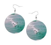 Ensemble de boucles d'oreilles percées imprimées Beach Surf pour femme, 1 paire de boucles d'oreilles tendance en similicuir pour anniversaire, Noël, bijoux cadeaux pour femmes