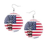 Ensemble de boucles d'oreilles pour femme, motif drapeau américain et hippie, pour femme, 1 paire de boucles d'oreilles tendance en similicuir pour anniversaire, Noël, bijoux cadeaux pour femmes