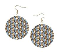 Ensemble de boucles d'oreilles rondes en cuir avec motif castor coquin, 1 paire de boucles d'oreilles pendantes élégantes en cuir pour femme, bijoux cadeaux, One Size, Polyester
