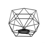 Ensemble de bougeoirs à thé creux en métal résistant à la rouille, lanterne hexagonale moderne pour décoration intérieure dans les salles à manger et les lieux d'événements (1 pièce, noir)