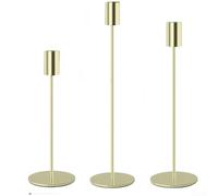 Ensemble de bougeoirs romantiques pour décoration de mariage, dîner, fête, toile de fond photo en fer et aluminium et design élégant haut et fin pour éclairage d'ambiance (imitation doré)