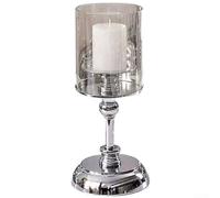 Ensemble de bougeoirs vintage en verre avec base en fer élégante pour décoration d'intérieur, salon, table à manger et centre de table de mariage (argent moyen)