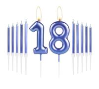 Ensemble de bougies bleues royales « Happy 18th Birthday » - Numéro 18 bleu roi - Bougies d'anniversaire bleues pour gâteau de fête - Bougies de fête pour fille, garçon, femme, homme - Décorations de