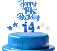 Ensemble de bougies bleues royales pour 14e anniversaire de garçons,bougies pour 14e anniversaire de garçons,bougies bleues royales pour gâteau,décorations de cupcakes personnalisées