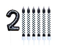 Ensemble De Bougies D’Anniversaire 7 Pièces, Décoration De Gâteau De 2E Anniversaire, Bougies De Gâteau D’Anniversaire, Décoration De Gâteau À Thème D’Anniversaire, Décoration De Fête De Course
