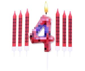 Ensemble de Bougies D'anniversaire Spiderman,Bougie Numéro 4 avec 6 Bougies Longues Spiderman,Bougie Anniversaire pour Gâteau pour Filles, Garçons,Décorations de Fête D'anniversaire