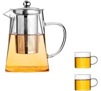 Ensemble De Bouilloire De Théière en Verre, Ensemble De Tasses à Thé en Verre avec Infuseur à Thé Service à Thé De Voyage Portable avec Sac De Voyage, A, 750ML