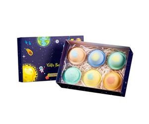 Ensemble de boules de bain - 6 pièces pétillantes relaxantes biologiques, boules de sel de bain en forme de planète 24,4 x 16,6 x 7 cm, bombes nettoyantes hydratantes pour le corps d'aromathérapie, ki