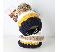 Ensemble de boules de cheveux pour bébé fille et garçon - Avec nœud - Bonnet tricoté - Écharpe pour soins de bébé - Tout pour bébé nouveau-né (bleu marine, taille unique)